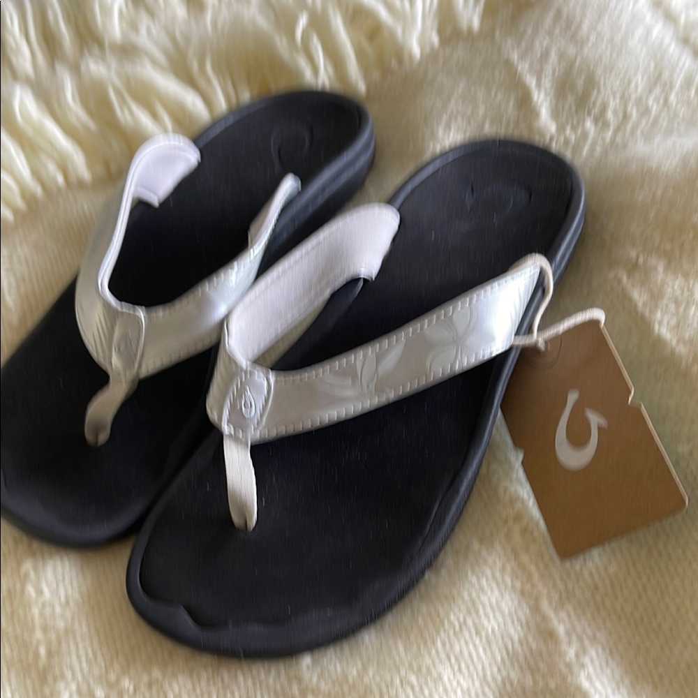 Black and White Sandals with Textured Sole